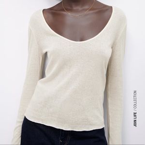 ZARA Top Sweater Shirt Light Beige Over Shirt